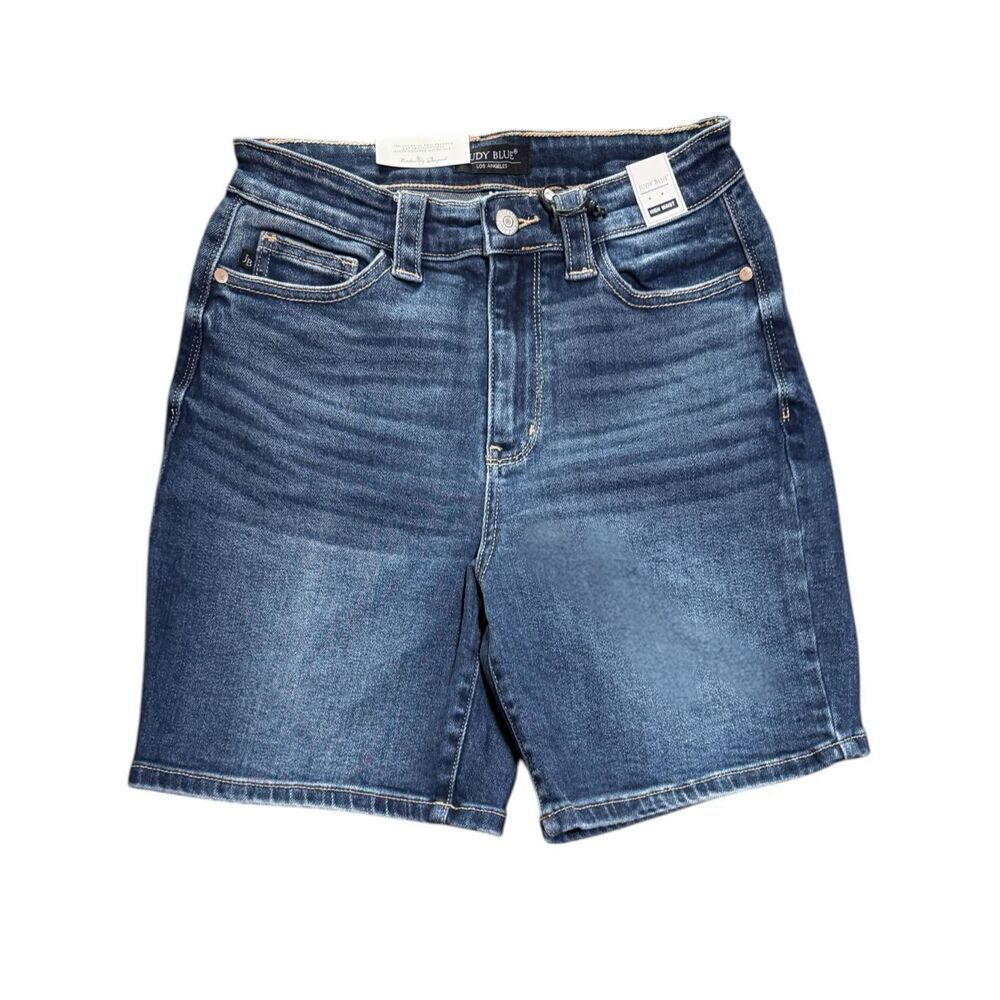 Judy Blue Bermuda Shorts High Rise Flap Pocket Stretch Denim Dark Wash NWT - Picture 10 of 13